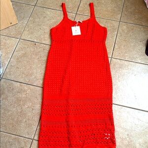 Elegant Red Crochet Dress